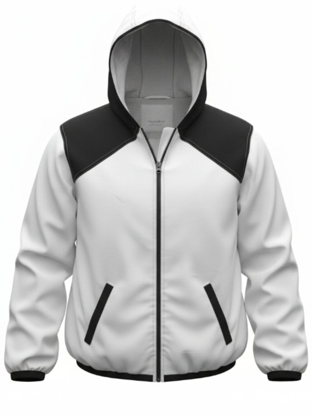 Activology Jacket Women’s L Ivory Black Lightweight Hooded Windbreaker Zip Mesh